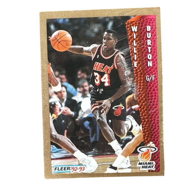 Willie Burton Miami Heat Fleer 1992-93 Basketball Card #115 NBA Hoops - Picture 1 of 2